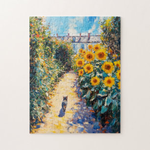 Impressionistische olieverfschilderij van kat in t legpuzzel