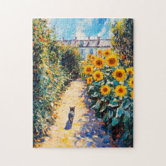 Impressionistische olieverfschilderij van kat in t legpuzzel (Verticaal)