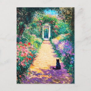 Impressionistische olieverfschilderij van kat op b briefkaart