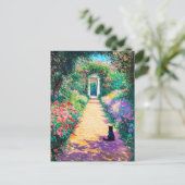 Impressionistische olieverfschilderij van kat op b briefkaart (Staand voorkant)