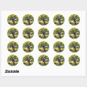 Impressionistische oude eikenboom kunst ronde sticker (Vel)