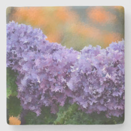 Impressionistische paarse hortensia's stenen onderzetter