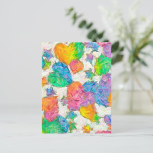 Impressionistische pasteelValentijn Harten Feestdagenkaart (Staand voorkant)