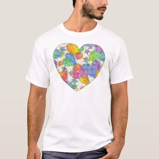 Impressionistische pasteelValentijn Harten T-shirt (Voorkant)