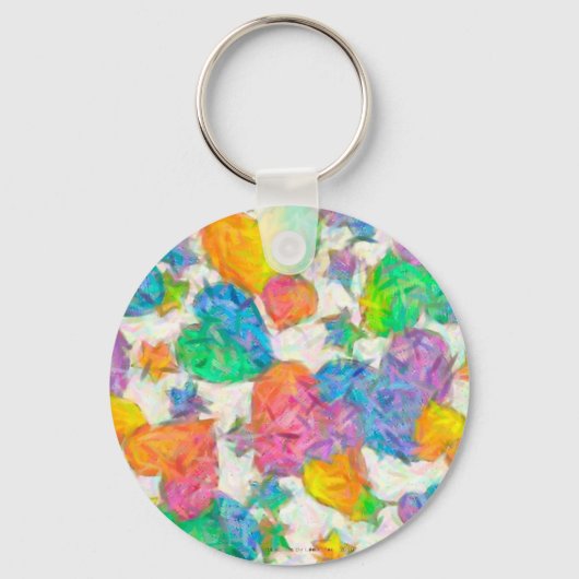 Impressionistische Pastel Valentijnsharten Sleutelhanger (Voorkant)