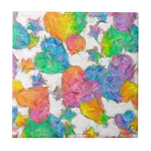Impressionistische Pastel Valentijnsharten Tegeltje (Voorkant)