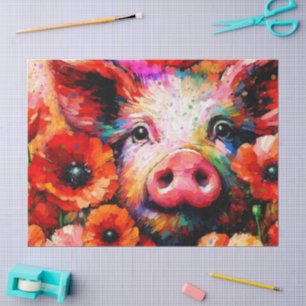 Impressionistische Pig Poppy Flowers Decoupage Tissuepapier