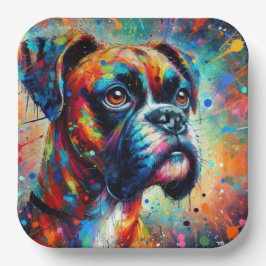Impressionistische Pop Art Boxer Hondenorganisatie Papieren Bordje