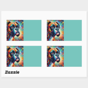 Impressionistische Pop Art Boxer Hondenorganisatie Rechthoekige Sticker