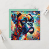 Impressionistische Pop Art Boxer Verjaardag Dawg Kaart (Voorkant / Achterkant in situ)