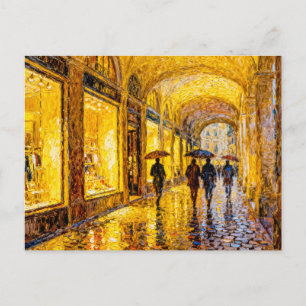 Impressionistische regenachtige stadavond met zach briefkaart