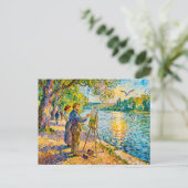 Impressionistische rivier schilder scene met park briefkaart (Staand voorkant)
