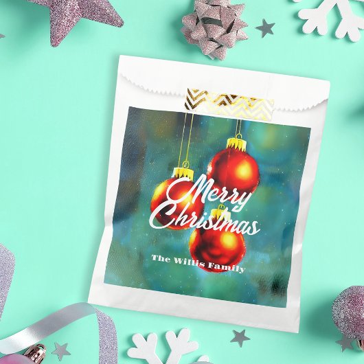  impressionistische rode kerstballen bedankzakje