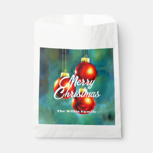  impressionistische rode kerstballen bedankzakje (Voorkant)