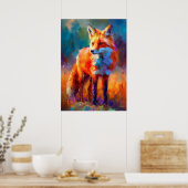 Impressionistische rode vos-wildschildering poster (Keuken)