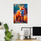 Impressionistische rode vos-wildschildering poster (Thuiskantoor)