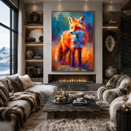 Impressionistische rode vos-wildschildering poster