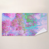 Impressionistische roze en Turquoise Abstracte tui Badhanddoek (Badhanddoek)
