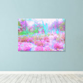 Impressionistische roze en Turquoise Abstracte tui Canvas Afdruk (Insitu (Houten vloer))