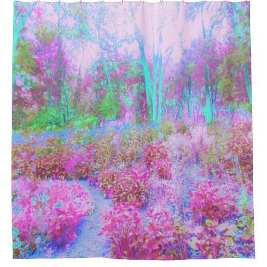 Impressionistische roze en Turquoise Abstracte tui Douchegordijn (Voorkant)