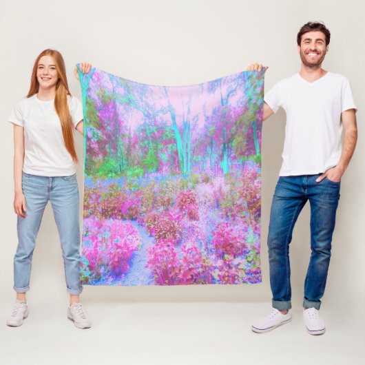 Impressionistische roze en Turquoise Abstracte tui Fleece Deken (In situ)