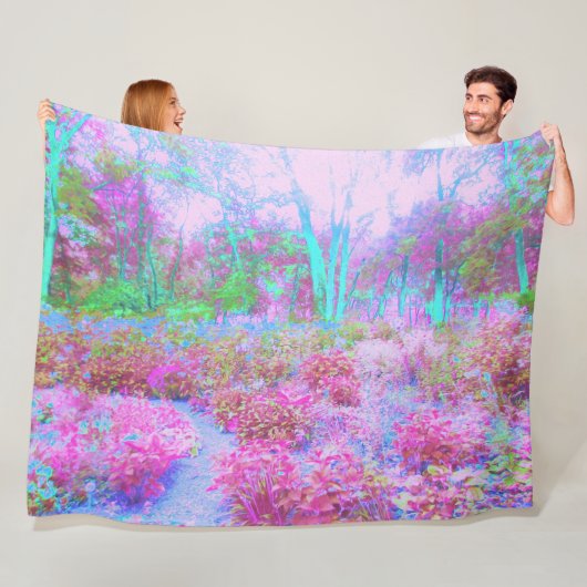 Impressionistische roze en Turquoise Abstracte tui Fleece Deken (In situ)