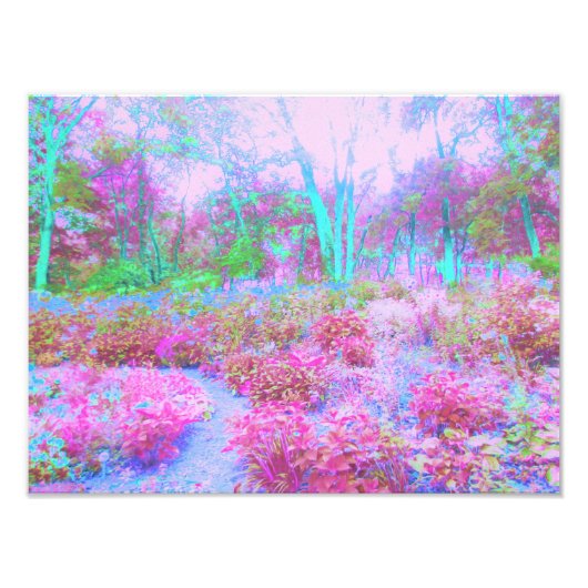 Impressionistische roze en Turquoise Abstracte tui Foto Afdruk (Voorkant)