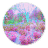 Impressionistische roze en Turquoise Abstracte tui Keramische Knop (Voorkant)