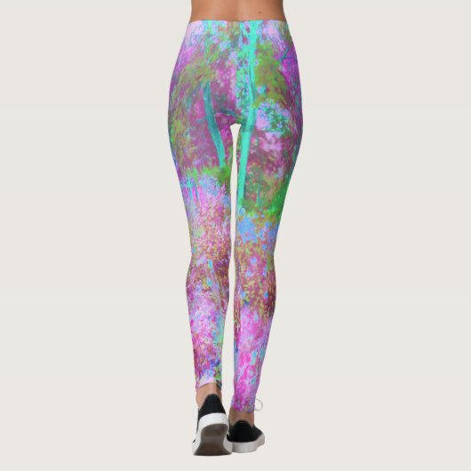 Impressionistische roze en Turquoise Abstracte tui Leggings (Achterkant)