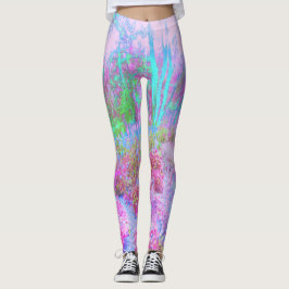 Impressionistische roze en Turquoise Abstracte tui Leggings
