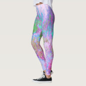 Impressionistische roze en Turquoise Abstracte tui Leggings (Links)