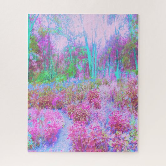 Impressionistische roze en Turquoise Abstracte tui Legpuzzel (Verticaal)
