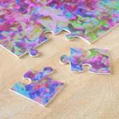 Impressionistische roze en Turquoise Abstracte tui Legpuzzel (Zijkant)