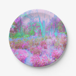 Impressionistische roze en Turquoise Abstracte tui Papieren Bordje