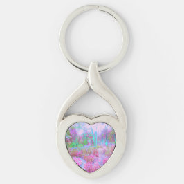 Impressionistische roze en Turquoise Abstracte tui Sleutelhanger