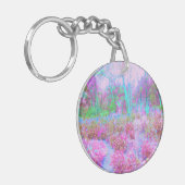 Impressionistische roze en Turquoise Abstracte tui Sleutelhanger (Voorkant Links)