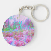 Impressionistische roze en Turquoise Abstracte tui Sleutelhanger (Achterkant)