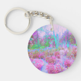 Impressionistische roze en Turquoise Abstracte tui Sleutelhanger