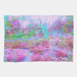 Impressionistische roze en Turquoise Abstracte tui Theedoek