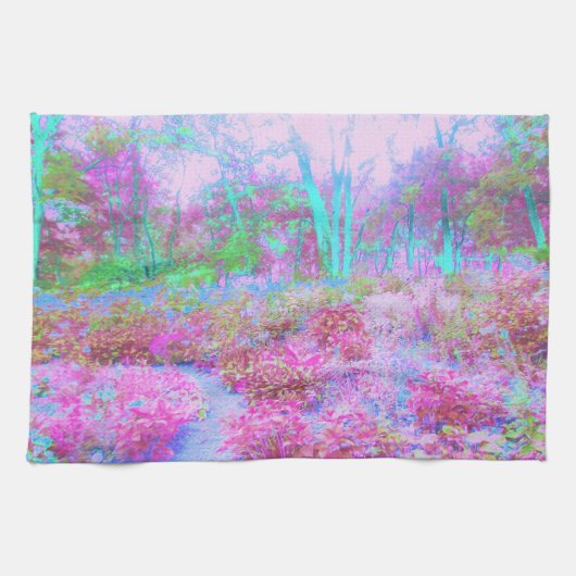 Impressionistische roze en Turquoise Abstracte tui Theedoek (Horizontaal)