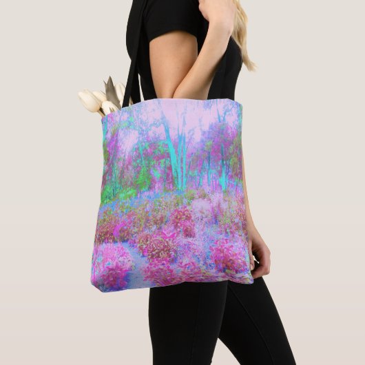 Impressionistische roze en Turquoise Abstracte tui Tote Bag (Dichtbij)