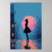 Impressionistische Roze Maan Vrouw Bubble Gum Bel Poster (Voorkant)