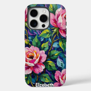 Impressionistische roze rozen met kleurrijke blade iPhone 16 pro hoesje