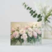 Impressionistische roze rozen schilderij briefkaart (Staand voorkant)