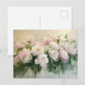 Impressionistische roze rozen schilderij briefkaart (Voorkant / Achterkant)