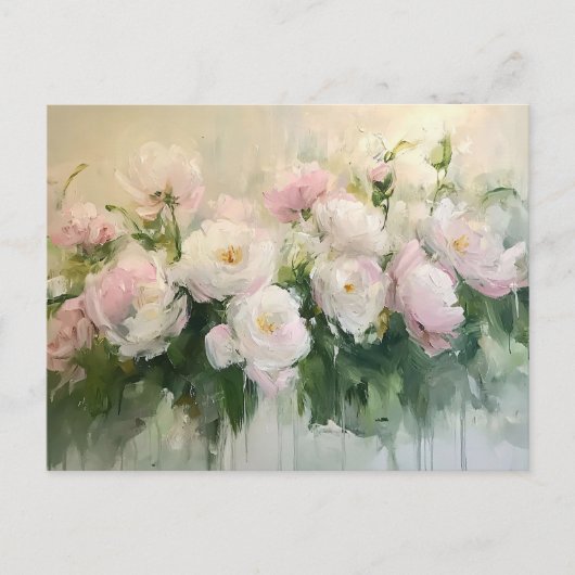 Impressionistische roze rozen schilderij briefkaart (Voorkant)