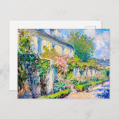 Impressionistische rozen op de zomerhuismuur feestdagenkaart (Voorkant / Achterkant)