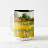 impressionistische rustige weide tweekleurige koffiemok (Voorkant links)