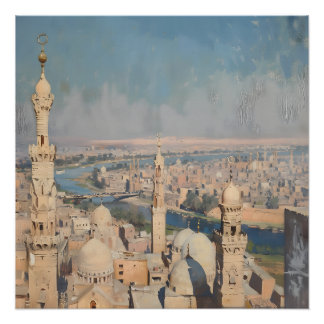 Impressionistische schilderij van Caïro rond 1900 Perfect Poster