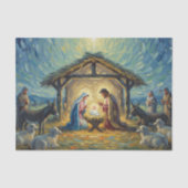 Impressionistische schilderkunst kerststal tissuepapier (Voorkant)